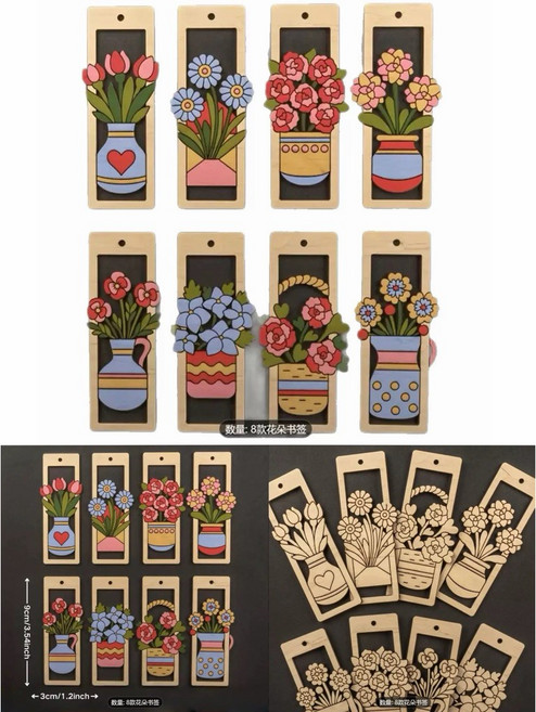 DIY紙質編織花籃材料包 母親節手作 親子共學, 1個, 花朵書籤20片