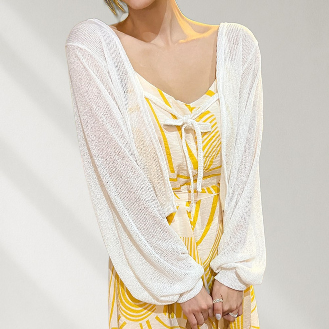 44~66 비키비키 후즈 크롭 커버업 가디건 비치 크롭 여름 여성 여자 긴팔 니트 비치웨어 비치상의 3C