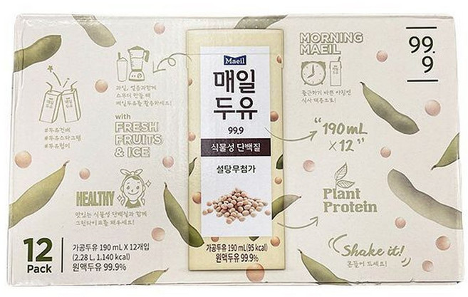 매일두유 99.89 (190ml X 12입) 아이스박스포장, 190ml, 12개