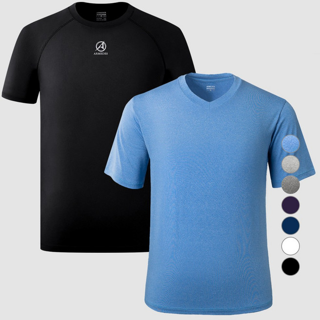 아르메데스 남성용 기능성 슈퍼드라이 반팔티셔츠+V넥티셔츠 2매