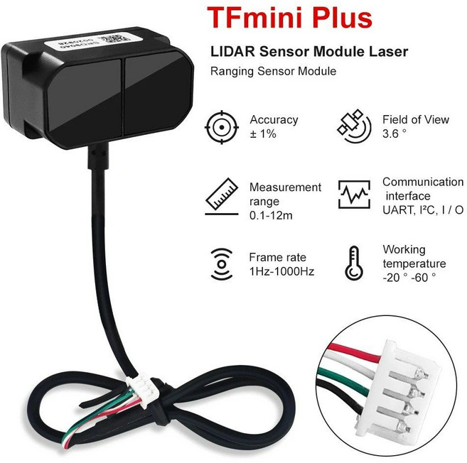 Benewake Lidar TFmini Plus 센서 모듈 범위 0.1-12m 측정 드론용 I/O 서포트, 01 CHINA, 1개