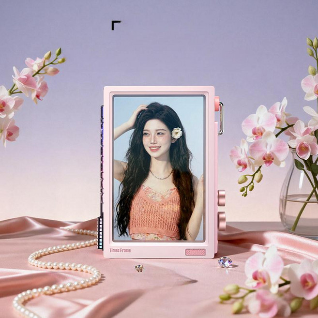 디붐 타임스프레임 투명 플로팅 디지털 액자 고화질 스마트 사진 디스플레이 결혼식 기념일 선물용 전자앨범 스크린, 1개, 프리즘핑크