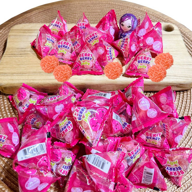 산딸기 모양 딸기맛 씹어먹는 식감이 좋은 젤리 캔디, 25개, 5g