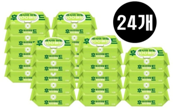 후레시아 마일드 물티슈 쌍용 코디 100매 X 24팩 1box, 100개입, 24개