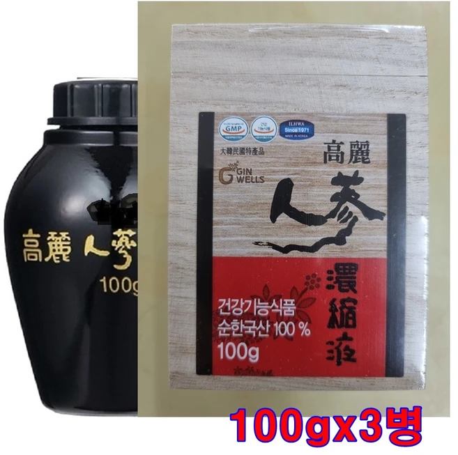 진웰스 일화 고려 인삼농축액 100% 3박스 인삼차 부모님 지인 선물, 3개, 100g - 쿠팡