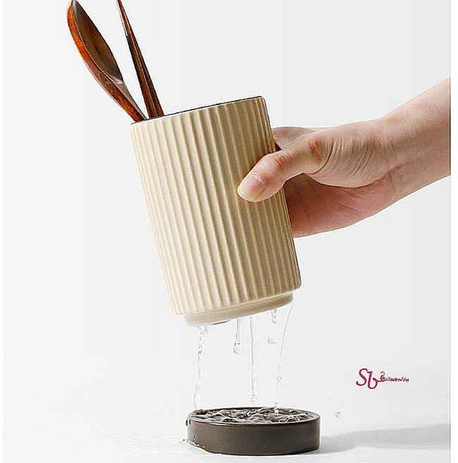 수저통 꽂이 업소용 테이블 정리함 물빠짐 보관함 숟가락통 예쁜 홀더 식당 싱크대 수저함 도자기ayv901, SBD_매튼 버티컬라인 수저통 (그린), 1개