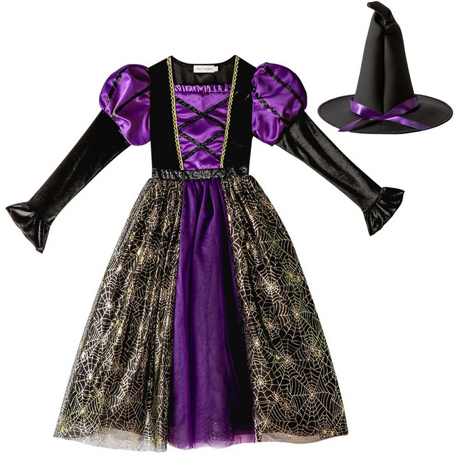 여아 퍼프 마녀의상 드레스 모자세트