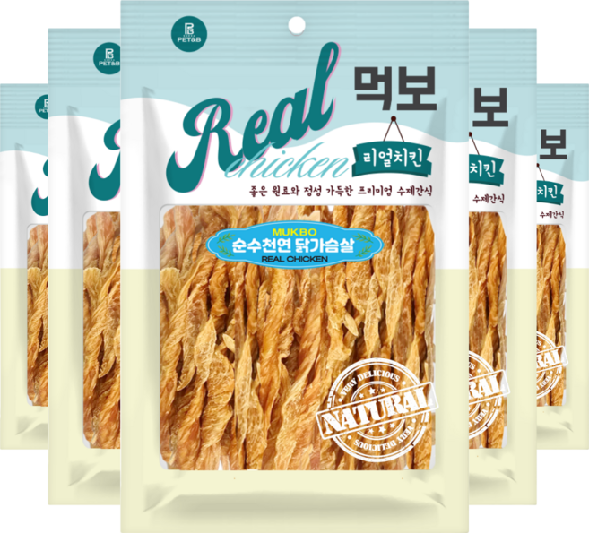 먹보 리얼치킨 강아지 수제 사사미간식, 5개, 180g, 천연 닭가슴살