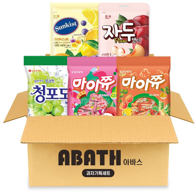 아바스 사탕 캔디 츄잉 세트 5EA 청포도 자두 썬키스트 마이쮸(핑크리치+써니피치)