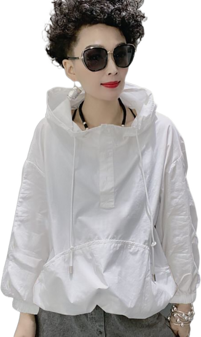 셀럽당 봄가을 루즈핏 심플 반팔 후드 여 스타일리쉬 편안한 티셔츠M1299