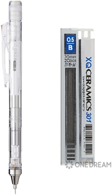 [원드림]톰보 모노그래프 클리어 매트 샤프 0.5mm 샤프심 0.5mm B, 클리어+샤프심