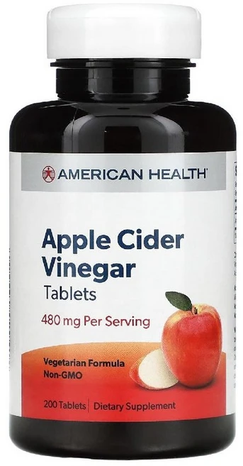American Health Apple Cider Vinegar 아메리칸 헬스 애플 사이다 비니거 480mg 200정, 1팩 - 쿠팡
