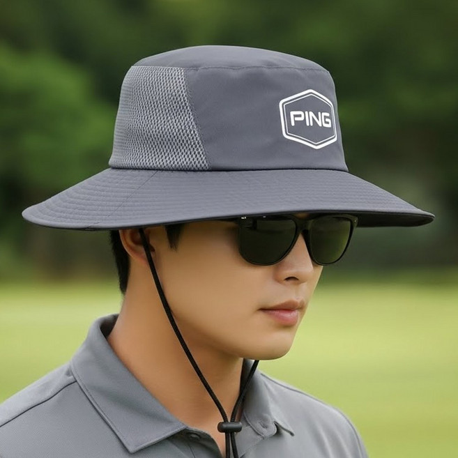 남성 골프 부니햇 메쉬 통풍 버킷햇 벙거지 모자 2026, 1개, 그레이