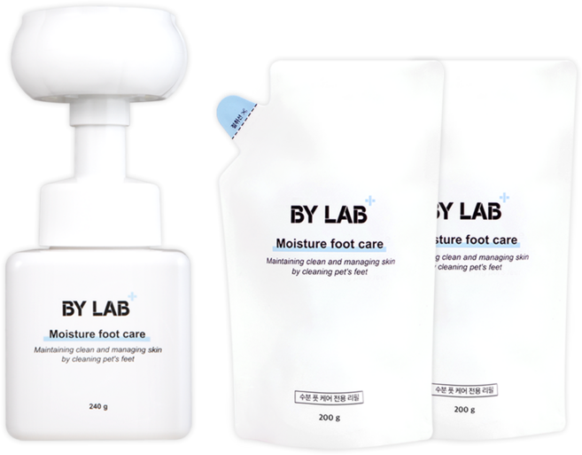 바이랩 강아지 전용 저자극 발 세정제 수분 풋 케어 리필 세트, 1세트, 640g