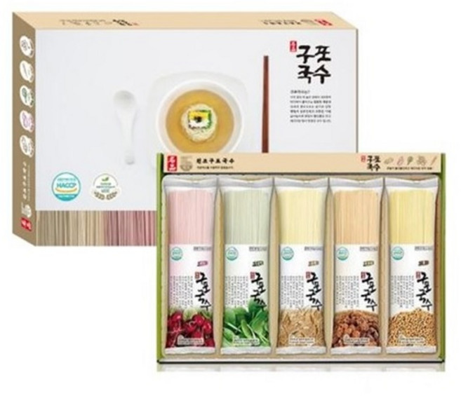 명품 구포국수 5p 선물세트 / 소면 콩면 쑥면 메밀면 / 선물용 / 답례품 / 명절선물 / 300g x 5개 / 트레이 포장, 1세트, 315g