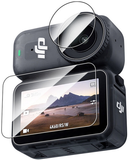 DJI Osmo Nano 전용 강화유리 필름 새로운 자기 흡착 방식 스포츠 카메라 Nano 렌즈 및 화면 보호 필름 전면 전체 화면 HD 방폭 긁힘 방지 방수 유리 보호, 1개, 스크린 필름 + 렌즈 필름