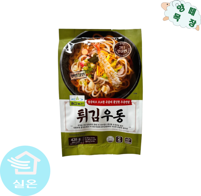 칠갑농산 튀김우동, 3개, 428g