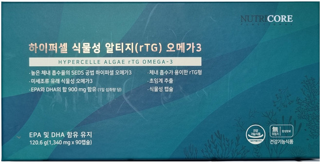 뉴트리코어 하이퍼셀 식물성 알티지 오메가3, 90정, 1개