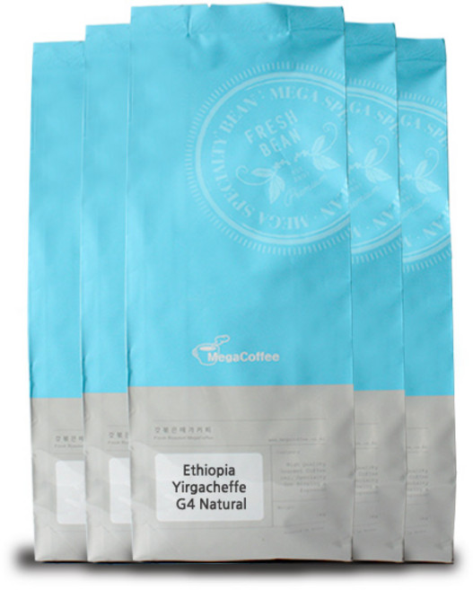 갓볶은메가커피 에티오피아 예가체프 G4 내추럴 5kg, 5개, 1kg, 홀빈(분쇄안함)