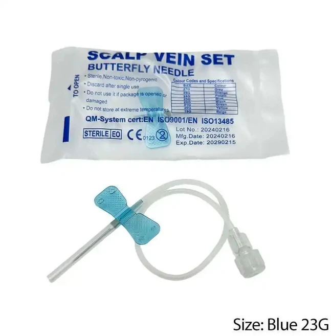 100개 수의용 나비형 채혈침 고양이 개 및 애완동물에 적합한 날개형, 02 blue 23 G
