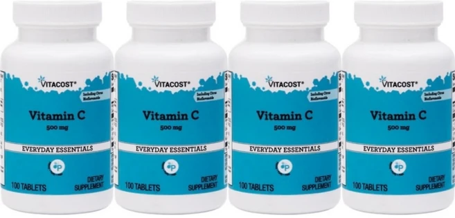 비타코스트 비타민 C 500mg 감귤 바이오플라보노이드, 4팩, 100정, 100정 - 쿠팡