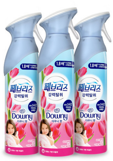 페브리즈 공기탈취제 에어 강력탈취 다우니향 본품/, 3개, 165g
