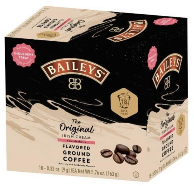 분쇄 커피 미디엄 로스트 오리지널 아이리시 크림 맛 커피 포드 18ct