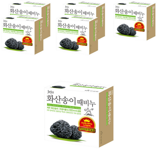 무궁화 화산송이 때비누, 100g, 6개입