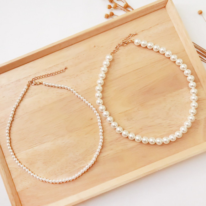 MOOLDN 데일리 클래식 펄 진주 목걸이 2종 세트 5mm/10mm