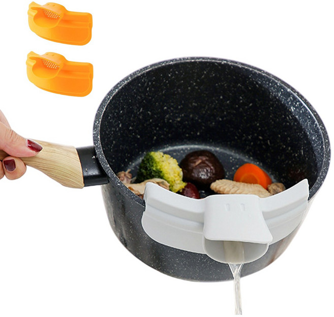 실리콘 깔대기 냄비 주둥이 국물깔때기, 노란색, 2개