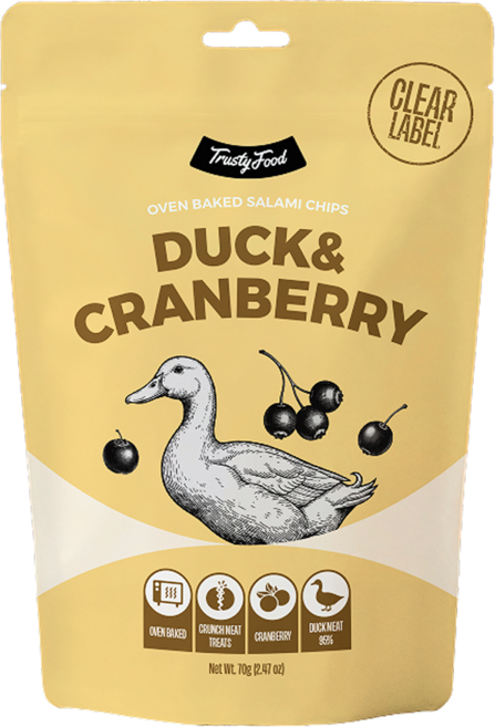 트러스티푸드 강아지 살라미 칩 95% 생육 오븐구이 저속노화 무첨가 육포 간식, 1개, 70g, 덕&크랜베리