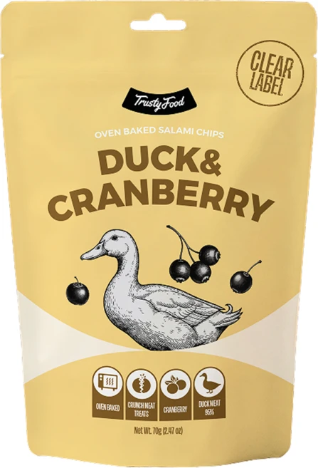 트러스티푸드 강아지 살라미 칩 95% 생육 오븐구이 저속노화 무첨가 육포 간식, 1개, 70g, 덕&크랜베리 - 쿠팡