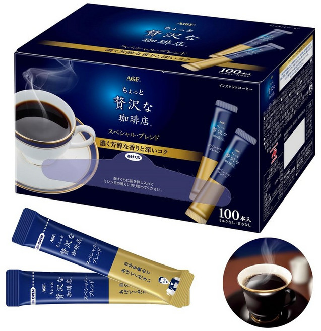 AGF 조금 호화스러운 커피 숍 스틱 블랙 스페셜 블렌드 100 책 [ 스틱 커피 ] [ 인스턴트 커피 ], 200g, 100개