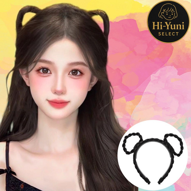 하이유니 [인생샷템] 귀욤 고양이귀 간편 착용 헤어 밴드 머리띠 붙임머리 부분가발, 1개, 네츄럴블랙