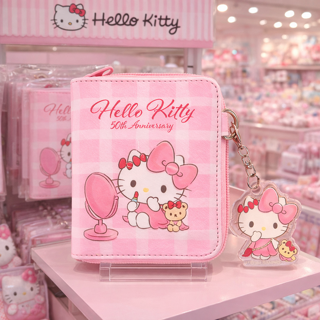 산리오 KOREA 정품 열쇠고리 달린 여아 반지갑 초등 학생 선물