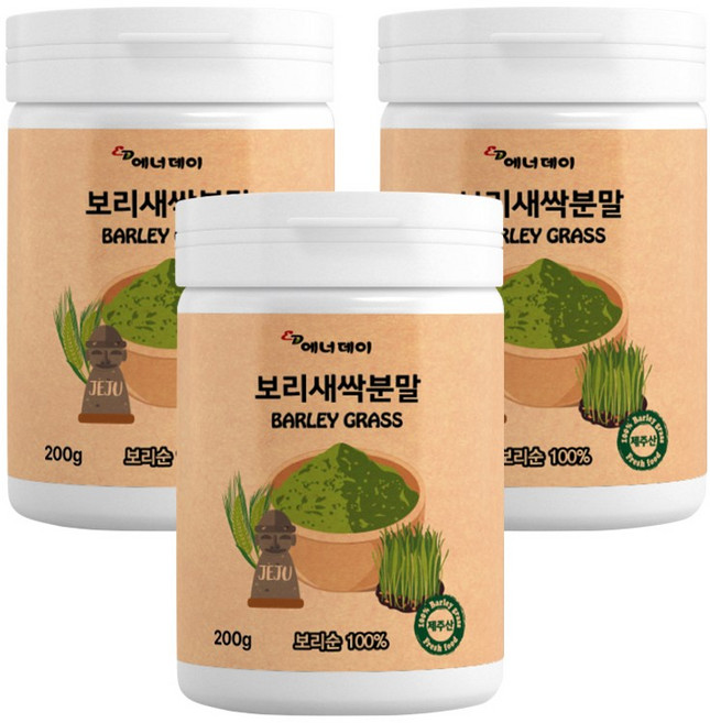 국내산 제주 새싹보리 분말 유기농 파우더형 가루 200g 3병 보리순 100%, 3개