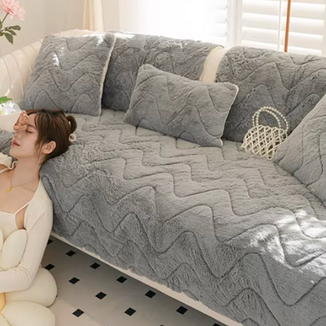 코팅블루 포근하고 따뜻한 털안빠지는 밍크 논슬립 쇼파패드