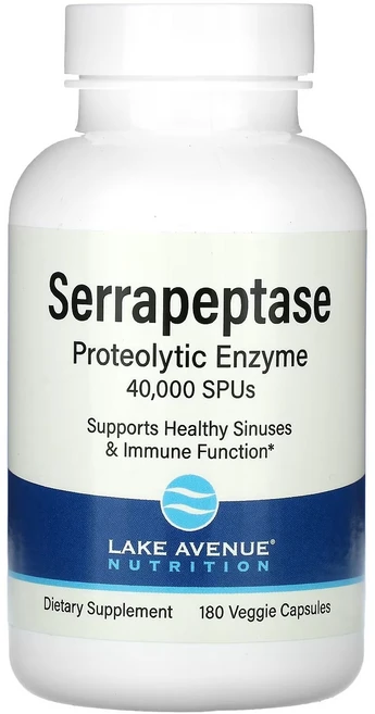Lake Avenue Nutrition 세라펩타아제 단백질 엔자임 40000SPU 베지캡슐 180정, 180개, 1개 - 쿠팡