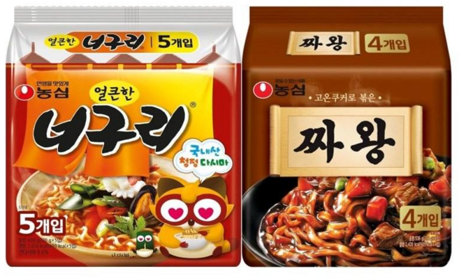 농심 너구리+ 짜왕 KOREAN NOODLE 번들, 1세트
