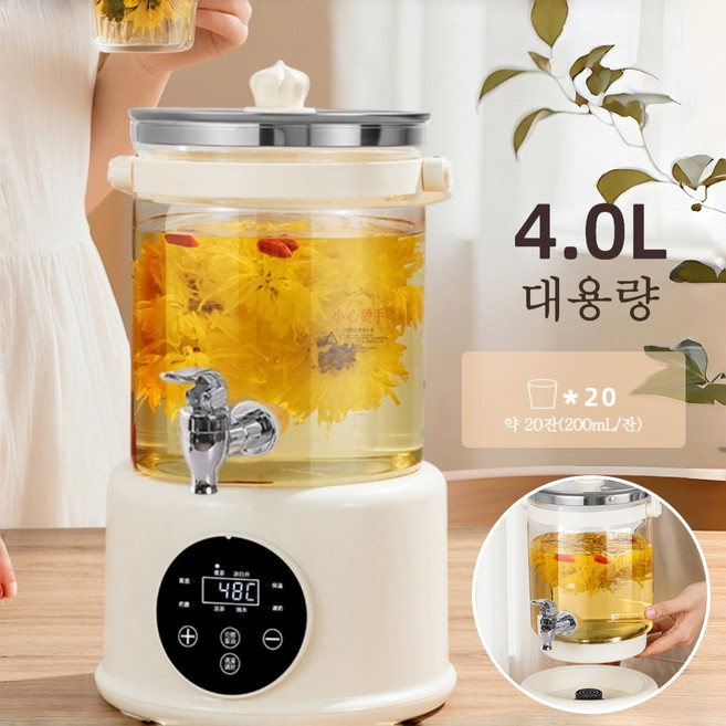 Mochae 물끓이는기계 4리터 소형 다기능 전기 티포트 내열유리 자동출수 커피 분유 주전자, 4L