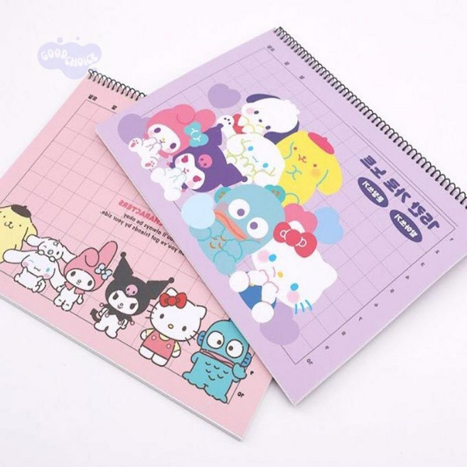 굳초이스 산리오 스프링 가로 노트 15칸 랜덤, 혼합색상, 1개
