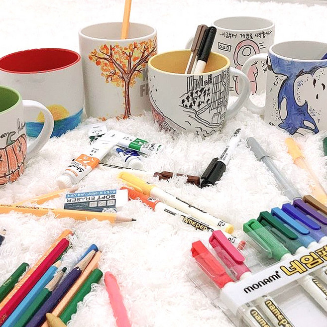 픽토르 그리기 머그컵 나만의그림만들기 색칠공부 체험학습 방과후활동 돌봄 어르신 시니어 학생 어린이 단체 프로그램, 픽토르 유자형(옐로우), 필요없음, 1개