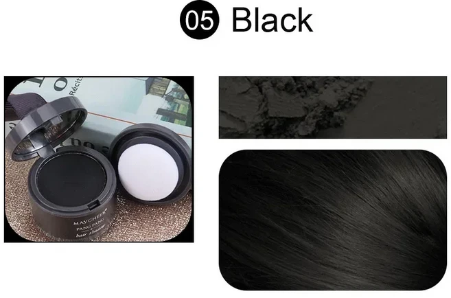 MAYCHEER 헤어 라인 섀도우 파우더 헤어 헤어 푹신한 파우더 수정 된 헤어 엣지 채워진 이마 헤어 라, 08 Black