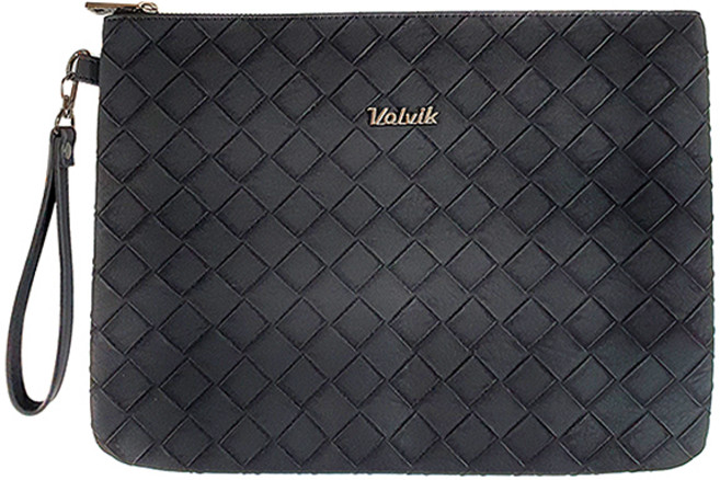 볼빅 모노 격자패턴 골프 클러치 백, 블랙, 1개