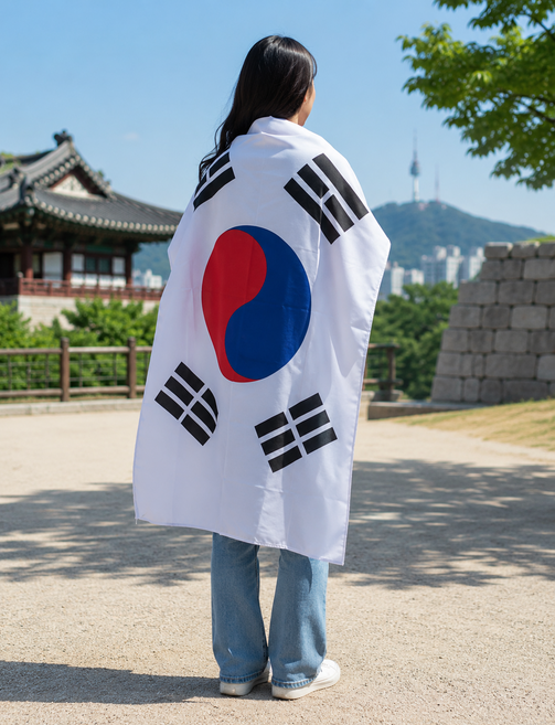 무네오 태극기 145cm x 90cm, 1개, 화이트