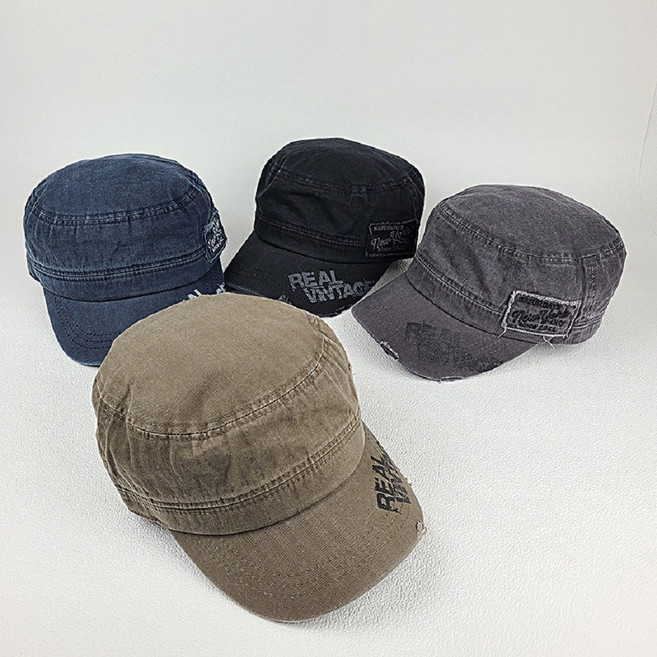 리얼 빈티지 프린트 군모 워싱 밀리터리캡