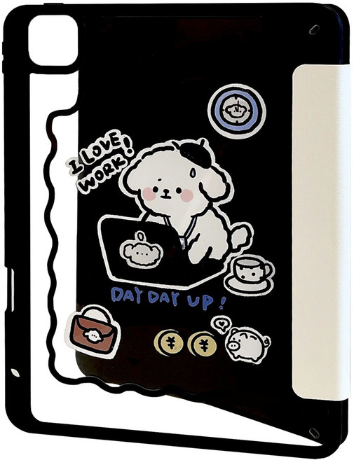 슈퍼리더 아이패드 케이스 애플펜슬 수납 스마트커버, 일하는 강아지, 1개