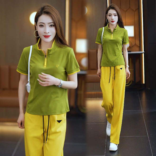 Luminax 여성 여름 반팔 트레이닝세트 투피스 바지세트 츄리닝세트 운동복세트 캐쥬얼 상하세트