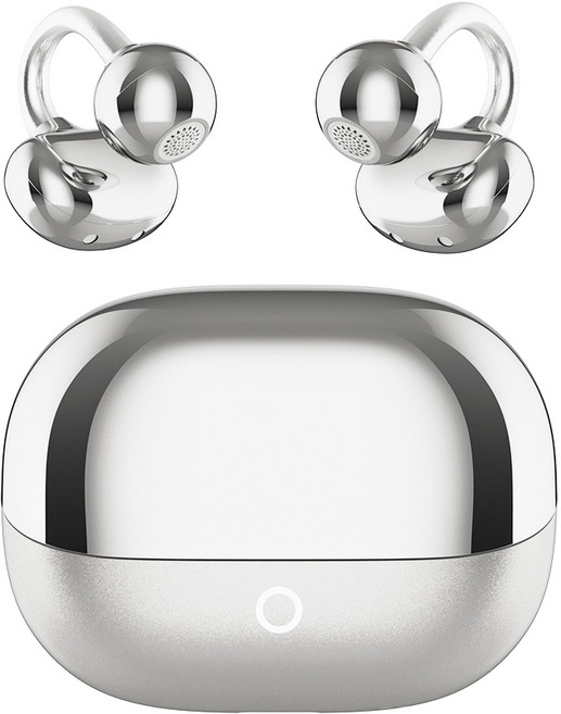 SUNNOTE 오픈형 블루투스 이어폰 귀걸이형 귀찌 이어폰 무선 블루투스 V6.0 AI ENC 노이즈 캔슬링 고음질 C타입, 그레이