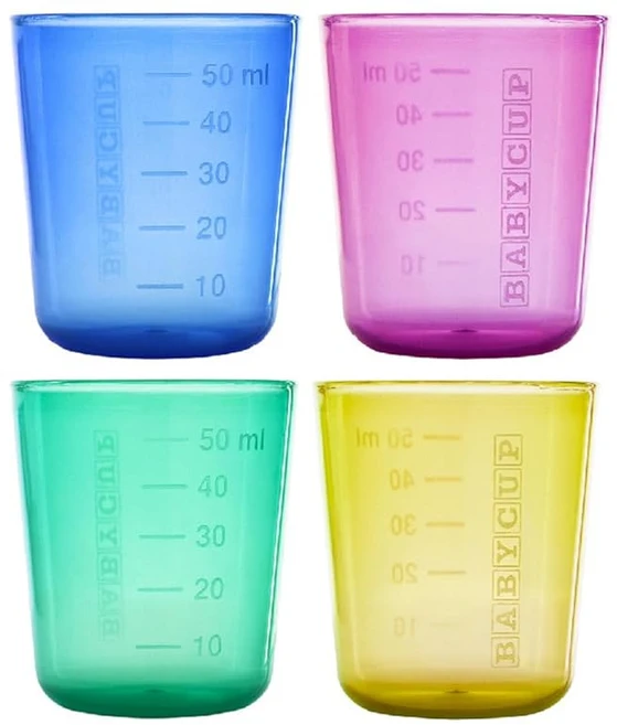 BABYCUP 아기 컵 아기 컵 마시는 연습 50ml 메모리 포함 4개들이 아기 어린이용 플라스틱 멀티 컬러, 1ml, 1개, 상세페이지 참조 - 쿠팡